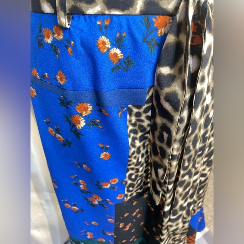 Calvin Klein Floral Houndstooth & Leopard Print Patchwork Skirt size 4 - Picture 9 of 10